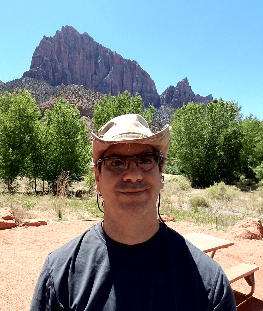 Image of plein air hiking creator in zion park Utah